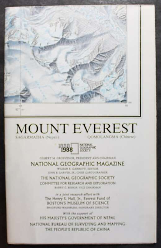 National Geographic Folded Map of Mount Everest November 1988