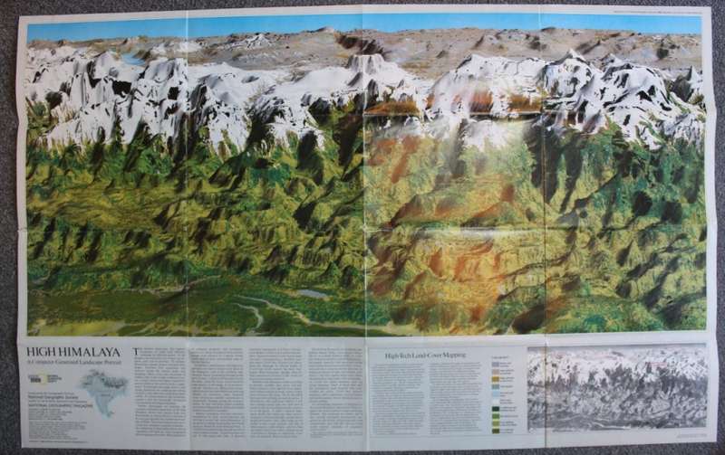 National Geographic Folded Map of Mount Everest November 1988