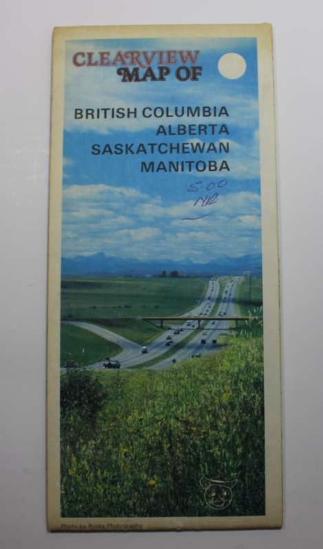 Clearview Folded Road Map West Canada and Central Canada 1970`s