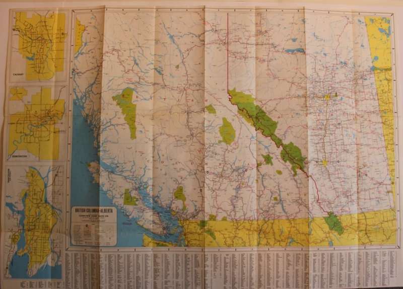 Clearview Folded Road Map West Canada and Central Canada 1970`s