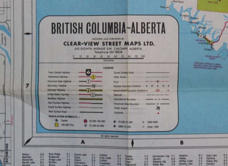 Clearview Folded Road Map West Canada and Central Canada 1970`s