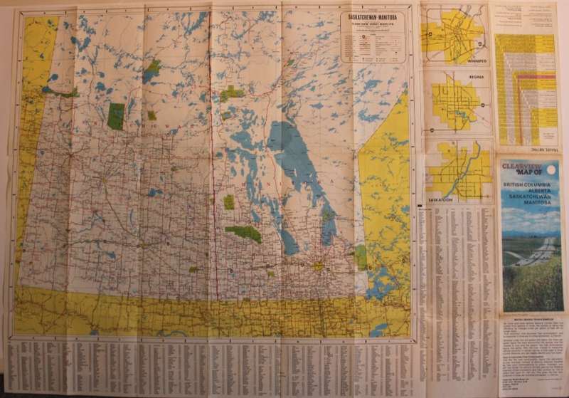 Clearview Folded Road Map West Canada and Central Canada 1970`s
