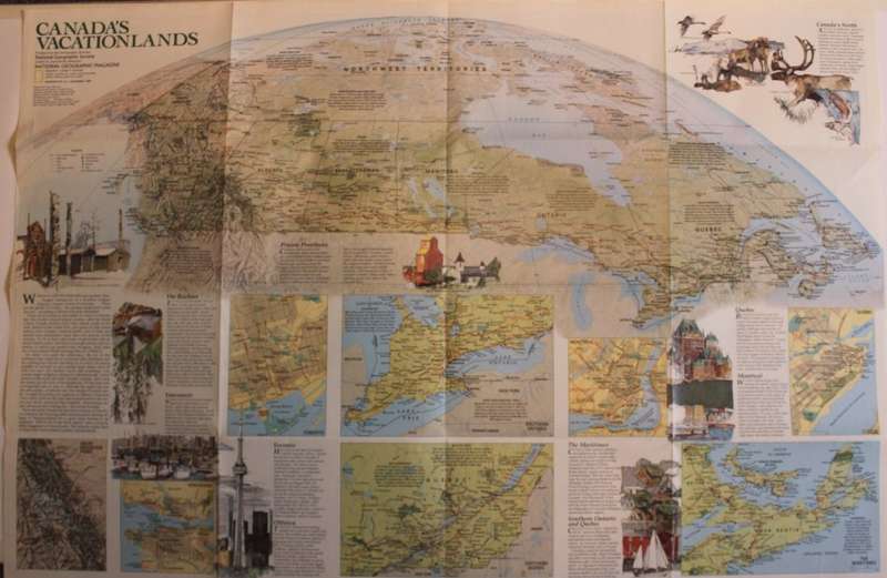 National Geographic Folded Map Canada November 1985