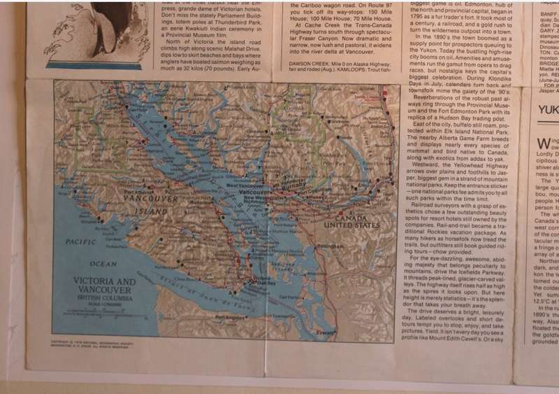 National Geographic Folded Map Close Up Canada Series British Columbia Alberta April 1978.