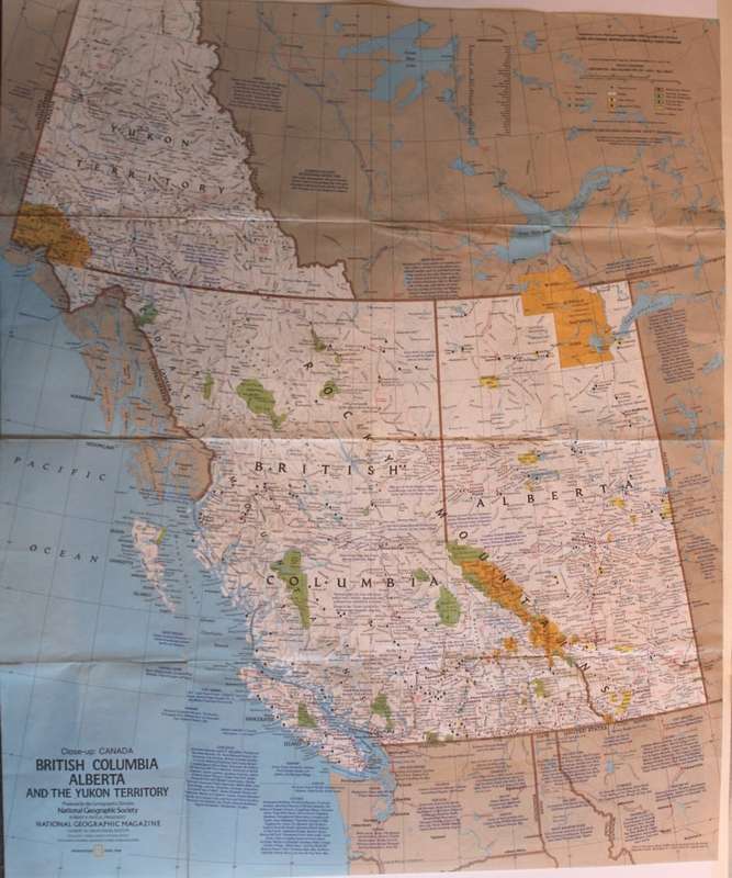 National Geographic Folded Map Close Up Canada Series British Columbia Alberta April 1978.