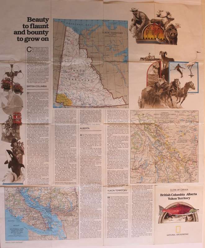 National Geographic Folded Map Close Up Canada Series British Columbia Alberta April 1978.