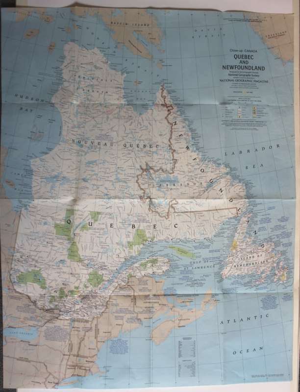 National Geographic Folded Map Close Up Canada Series Quebec & Newfoundland May 1980