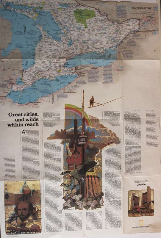 National Geographic Folded Map Close Up Canada Series Ontario December 1978