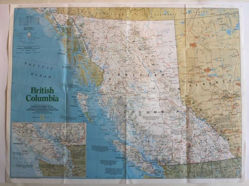 National Geographic Folded Map The Making Of Canada Series British Columbia April 1992