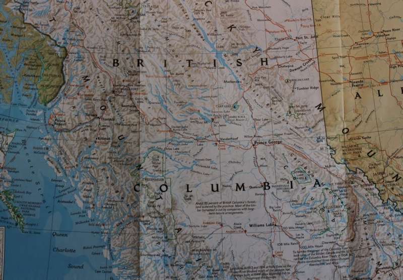 National Geographic Folded Map The Making Of Canada Series British Columbia April 1992