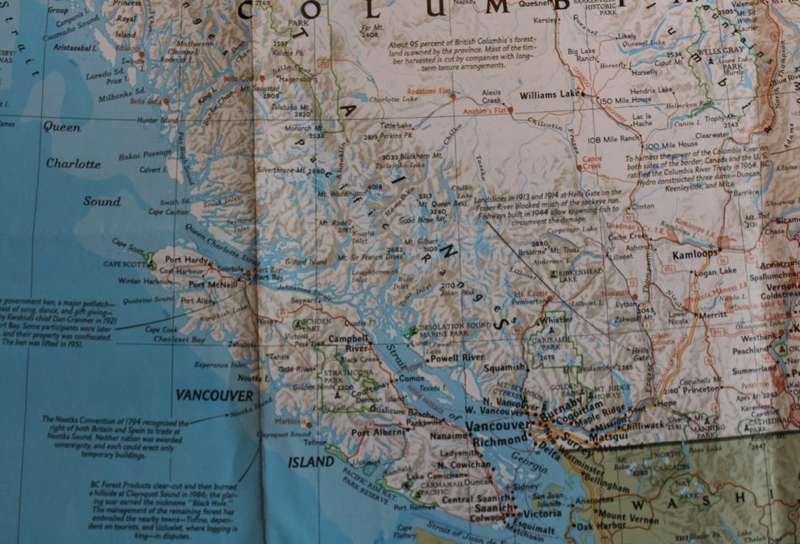 National Geographic Folded Map The Making Of Canada Series British Columbia April 1992