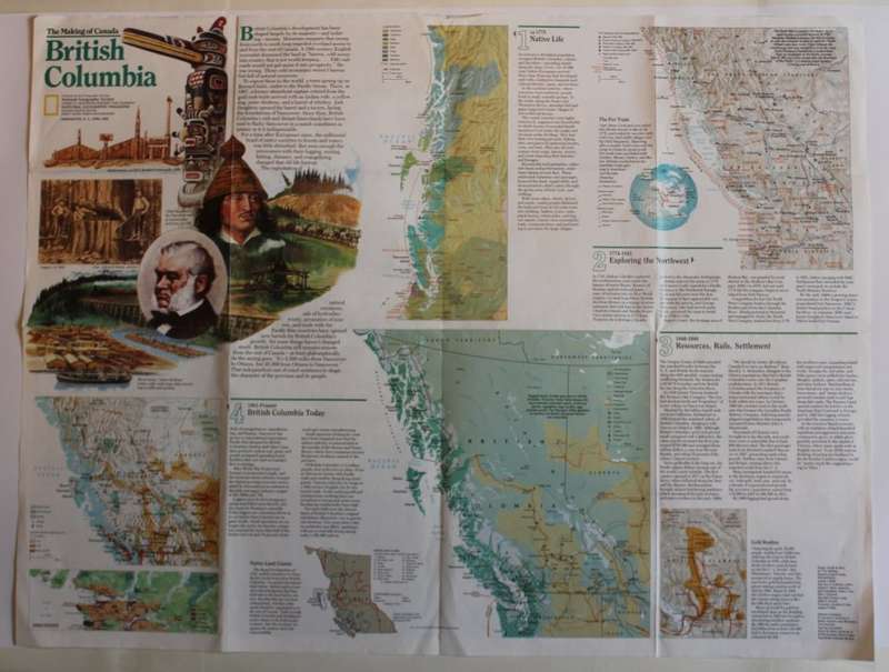 National Geographic Folded Map The Making Of Canada Series British Columbia April 1992