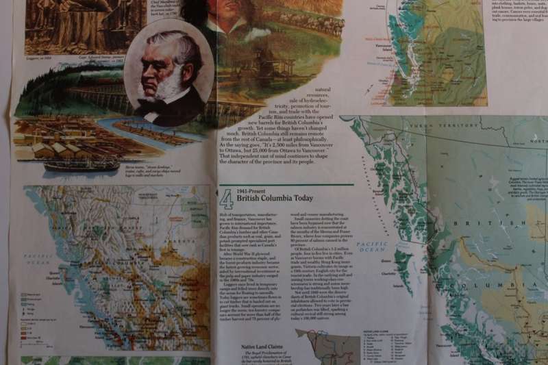 National Geographic Folded Map The Making Of Canada Series British Columbia April 1992