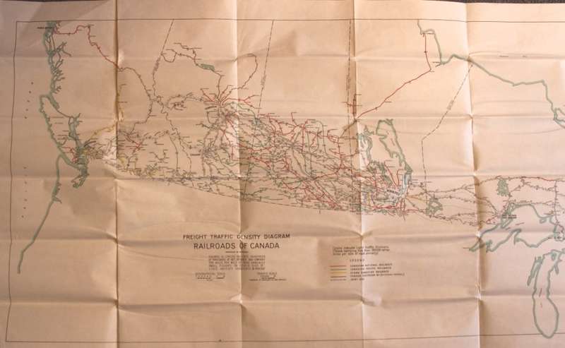 Railroads of Canada Freight Density Folded Map 1932