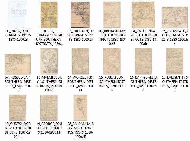 Cape Southern Districts  @ 1880/1900 Set of 14 Digital Maps 16GB USB Flash Drive.