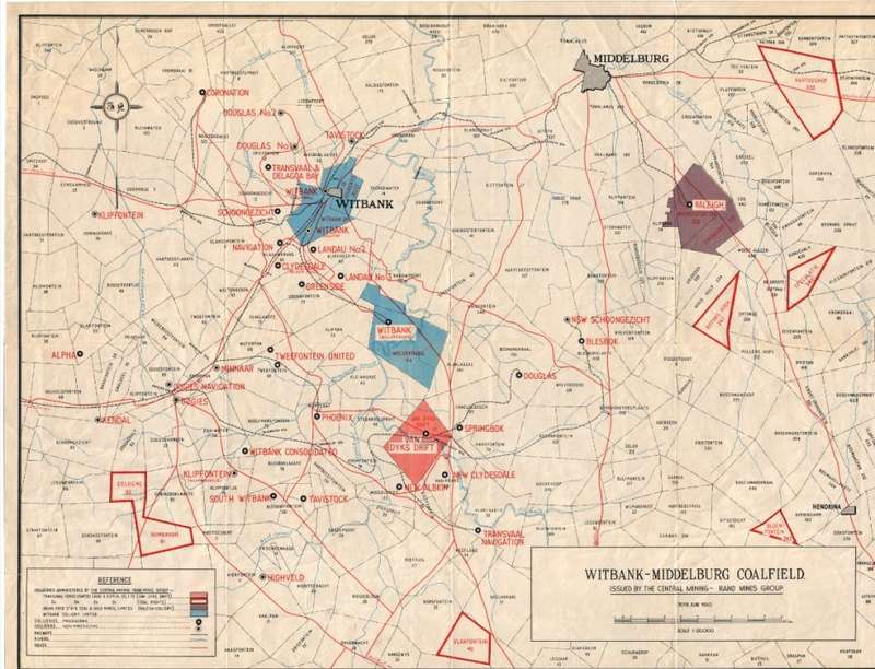 Rand Mines Coalfields Witbank & Middelburg 1950 1 x Map Digital Download