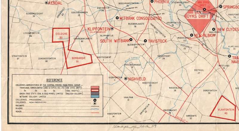 Rand Mines Coalfields Witbank & Middelburg 1950 1 x Map Digital Download