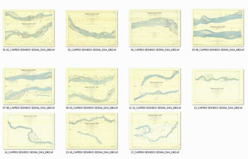 Zambezi River (Sioma - Katima Mulilo) Navigational Study 1963 11 x Maps Digital Download