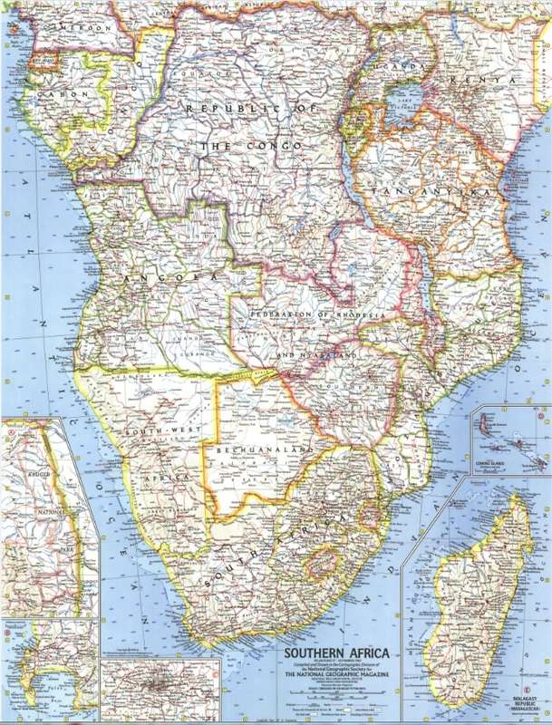Malawi, Rhodesia & Zambia 1966 & Southern Africa National Geographic 1962 2 x Maps Digital Download