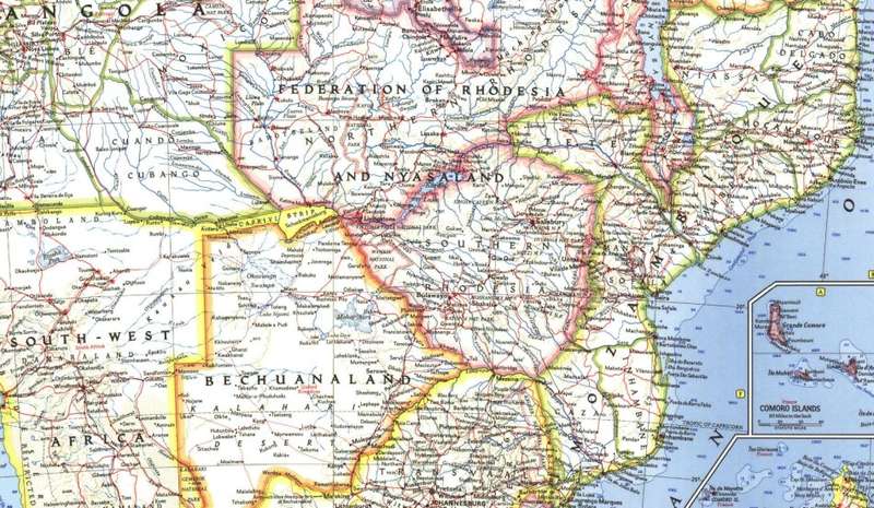 Malawi, Rhodesia & Zambia 1966 & Southern Africa National Geographic 1962 2 x Maps Digital Download