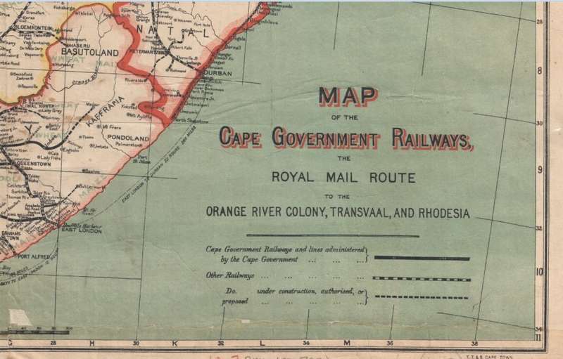 Cape Government Railways Royal Mail Route 1903 1 x Map Digital Download