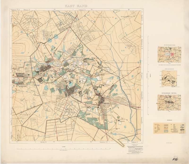 Witwatersrand Central, East and West, Topographical Map 1935, Set of 3 x Maps Digital Download.