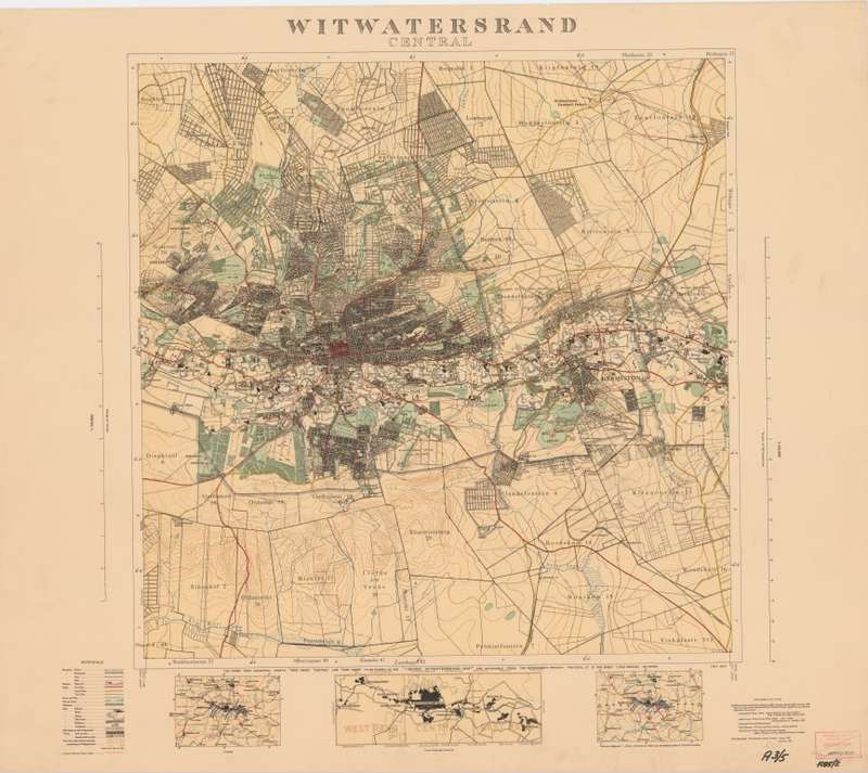 Witwatersrand Central, East and West, Topographical Map 1935, Set of 3 x Maps Digital Download.