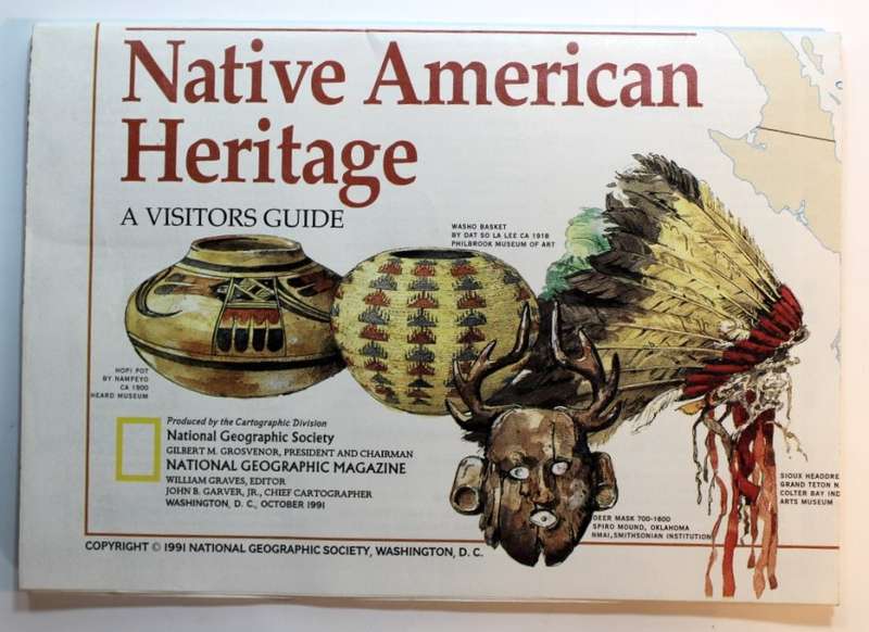 National Geographic Folded Map Native American Heritage Oct 1991
