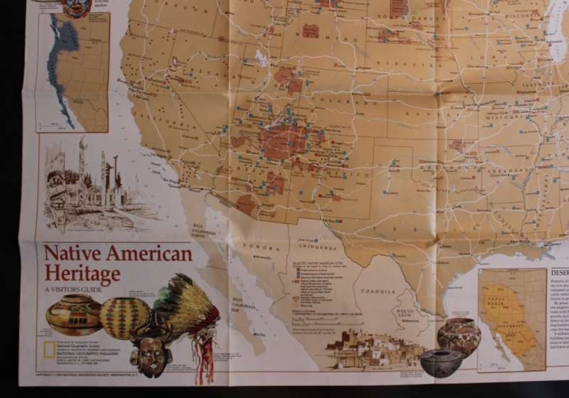 National Geographic Folded Map Native American Heritage Oct 1991