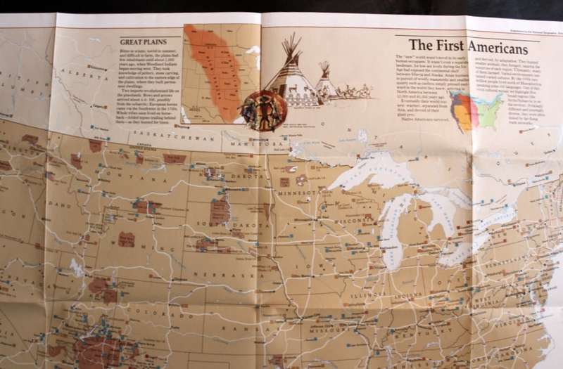 National Geographic Folded Map Native American Heritage Oct 1991