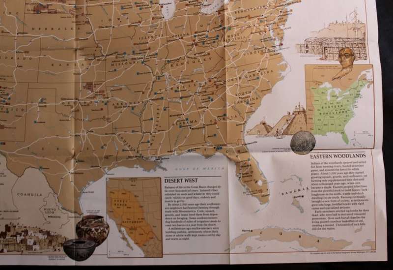 National Geographic Folded Map Native American Heritage Oct 1991