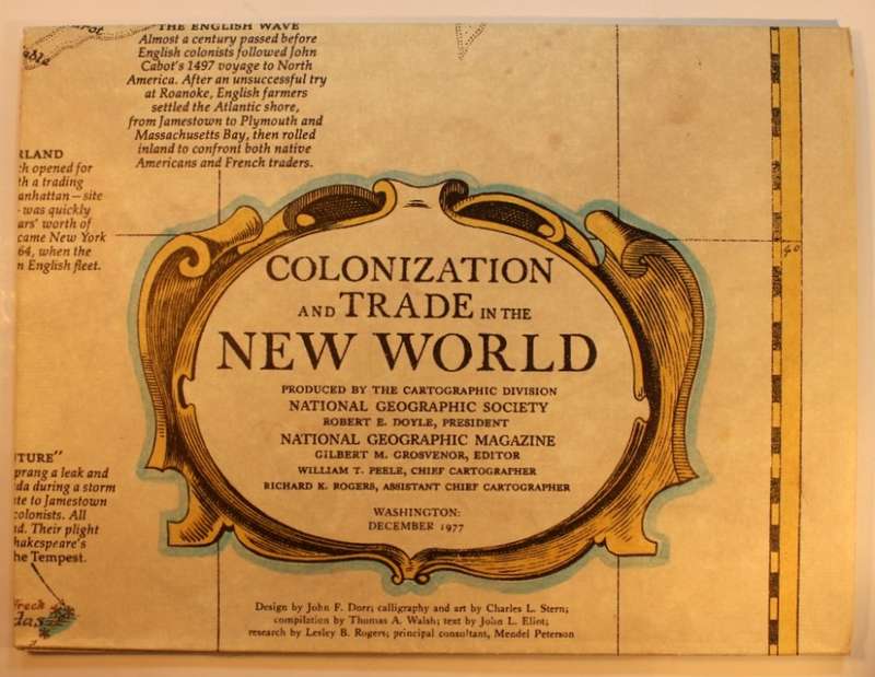 National Geographic Folded Map Colonization and Trade In The New World Dec 1977