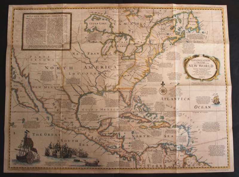 National Geographic Folded Map Colonization and Trade In The New World Dec 1977