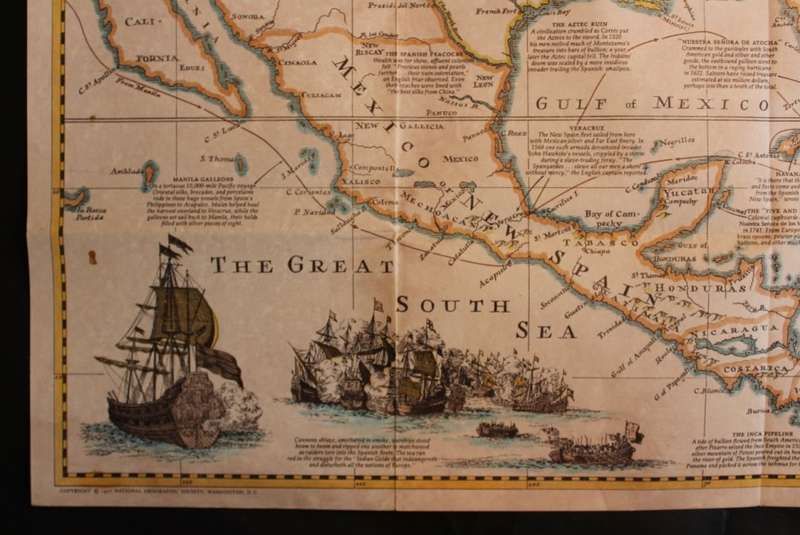National Geographic Folded Map Colonization and Trade In The New World Dec 1977
