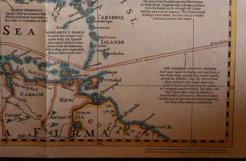 National Geographic Folded Map Colonization and Trade In The New World Dec 1977