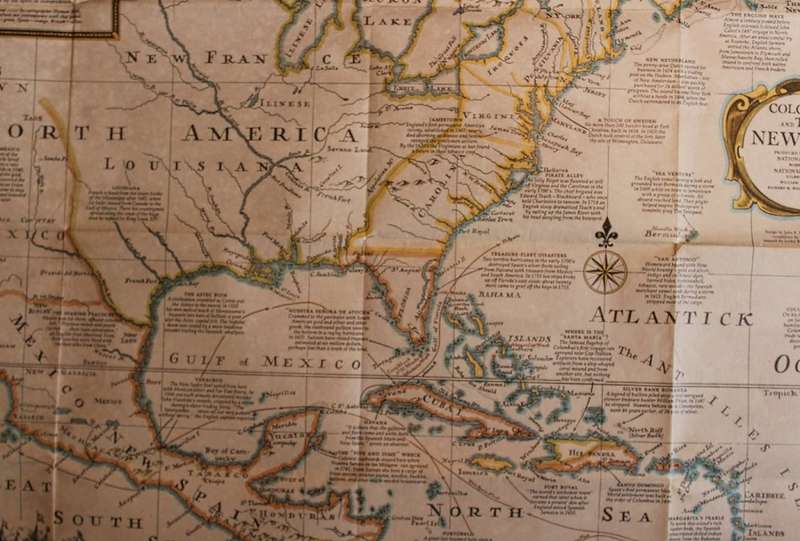 National Geographic Folded Map Colonization and Trade In The New World Dec 1977