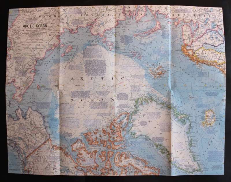 National Geographic Folded Map Arctic Ocean Oct 1971