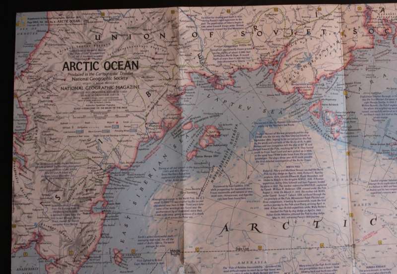 National Geographic Folded Map Arctic Ocean Oct 1971
