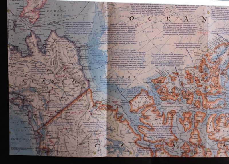 National Geographic Folded Map Arctic Ocean Oct 1971