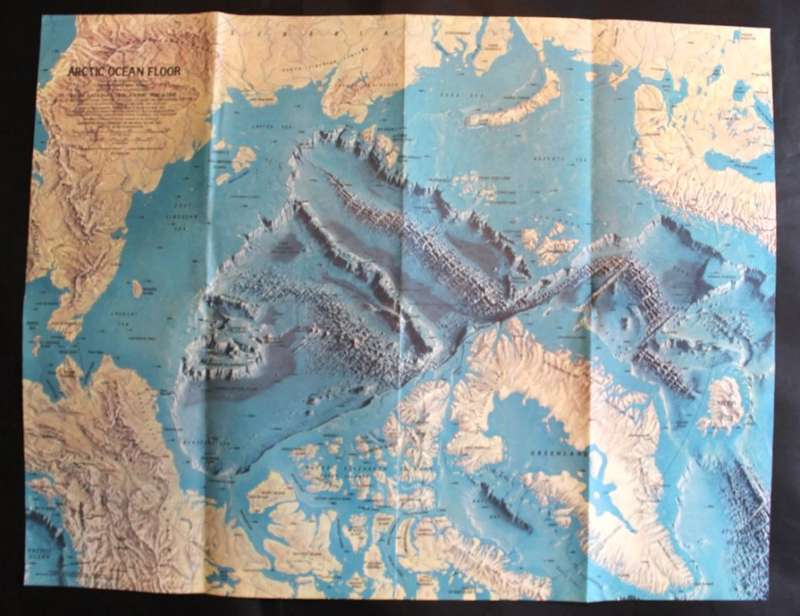 National Geographic Folded Map Arctic Ocean Oct 1971