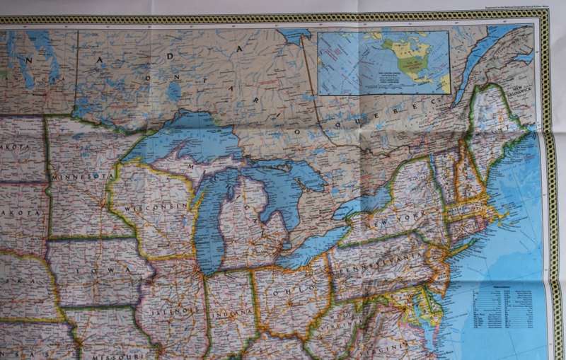 Large National Geographic Folded Map United States Nov 1993