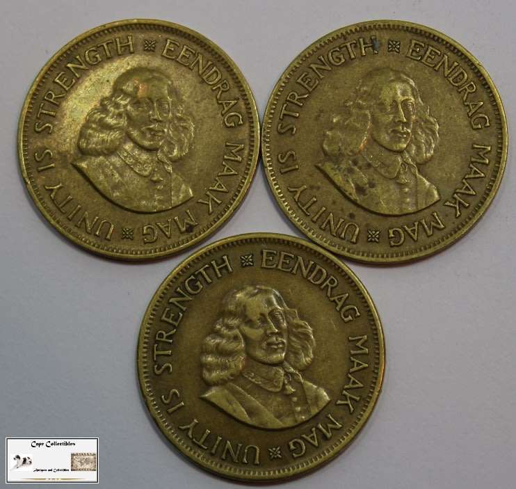South Africa 1 Cent 1961 x 3 Coins (Three) EF40
