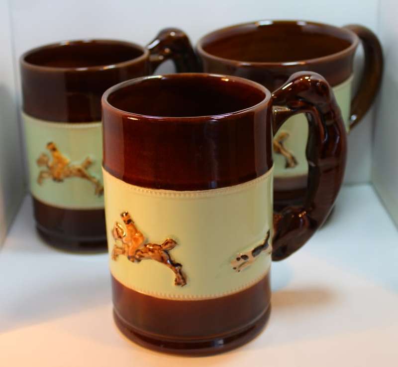 Bourne Denby Fox Hunt Beer Tankards - Set of 3.