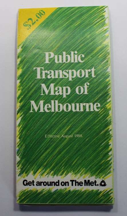 The Met Public Transport Folded Map of Melbourne August 1988