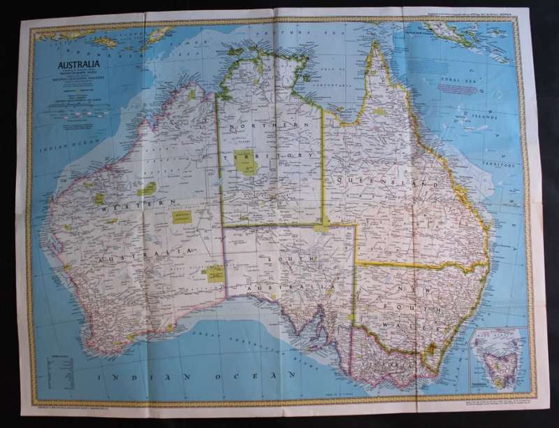 Vintage National Geographic Folded Map Australia February 1979