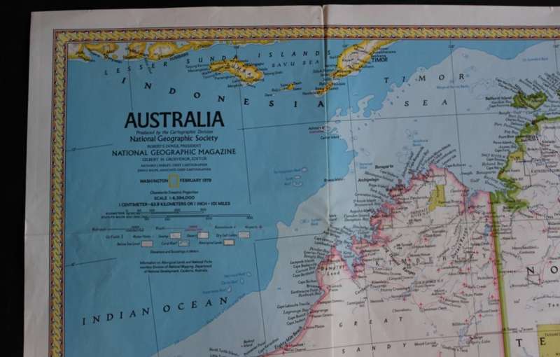Vintage National Geographic Folded Map Australia February 1979
