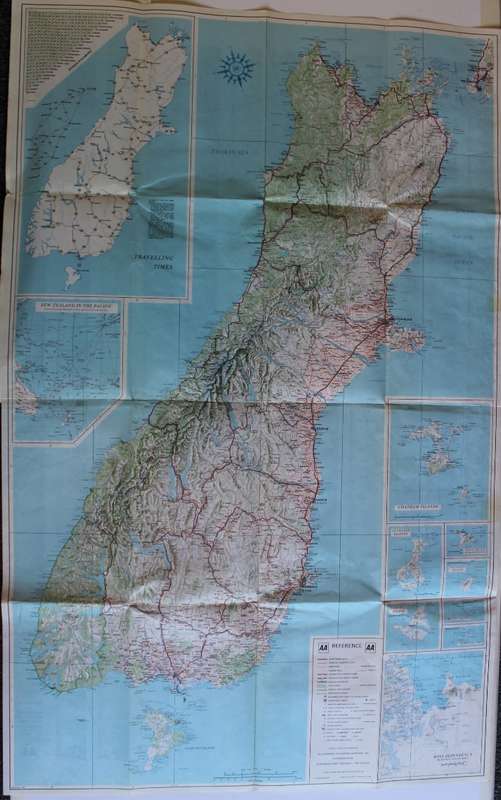New Zealand Automobile Association Folded Map South Island 1984