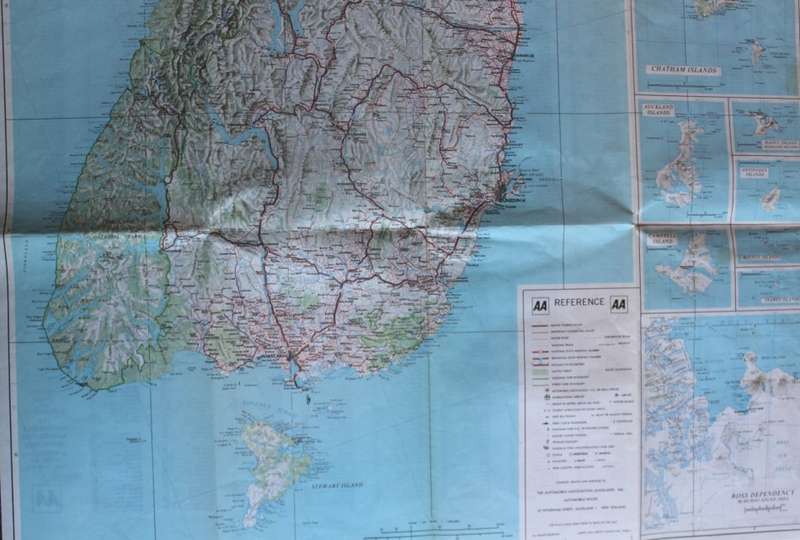 New Zealand Automobile Association Folded Map South Island 1984
