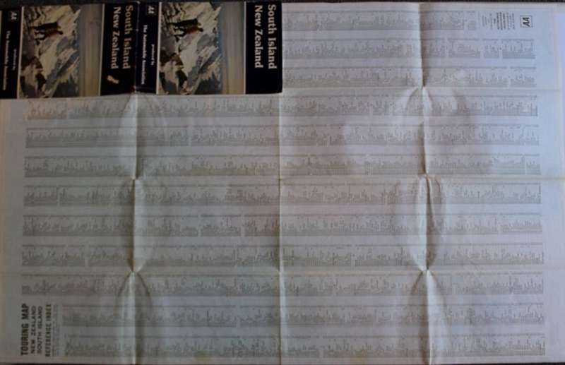 New Zealand Automobile Association Folded Map South Island 1984