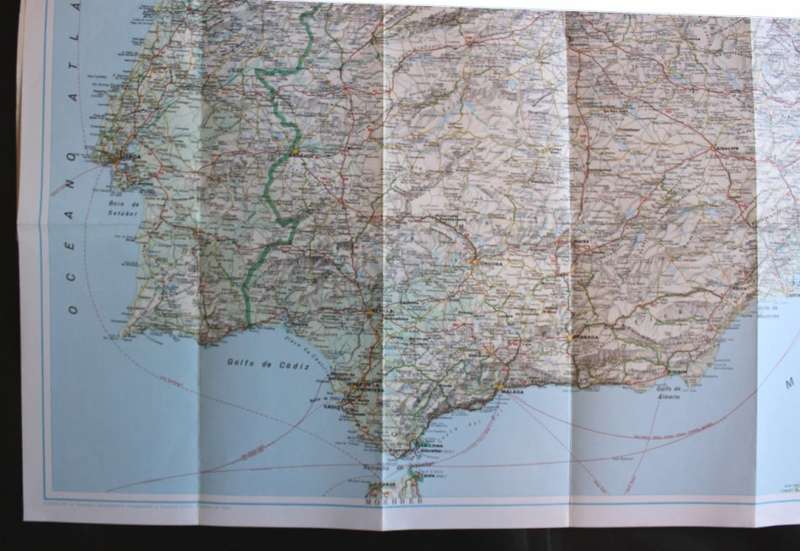 Geographia Folded Pocket Map Portugal and Spain 1975